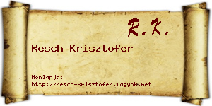 Resch Krisztofer névjegykártya